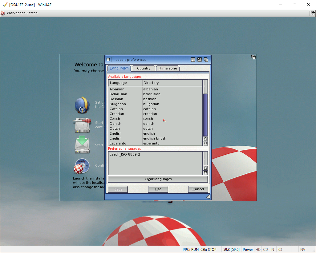 AmigaOS 4.1 - Nastavení pro instalaci v češtině