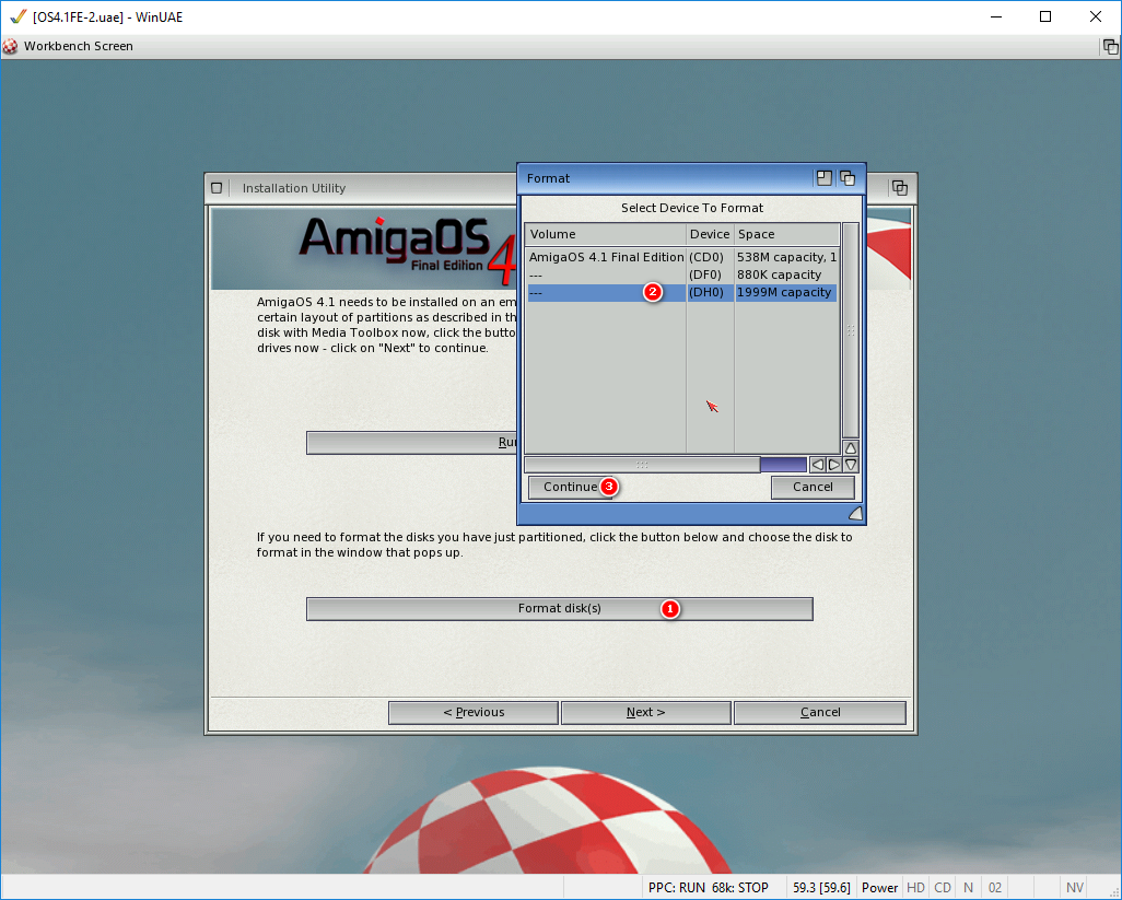 AmigaOS 4.1 - formát disku