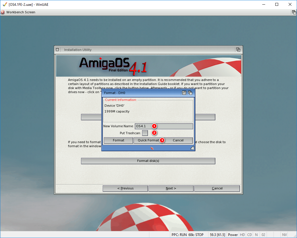 AmigaOS 4.1 - formát disku