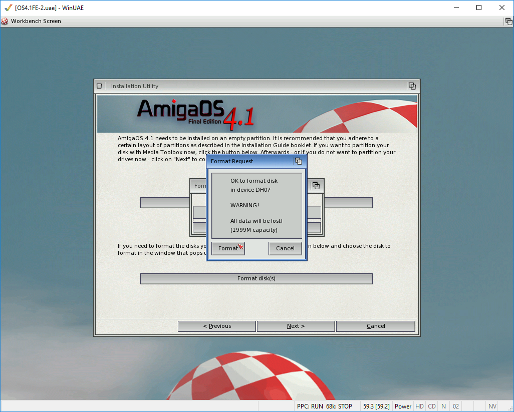 AmigaOS 4.1 - formát disku