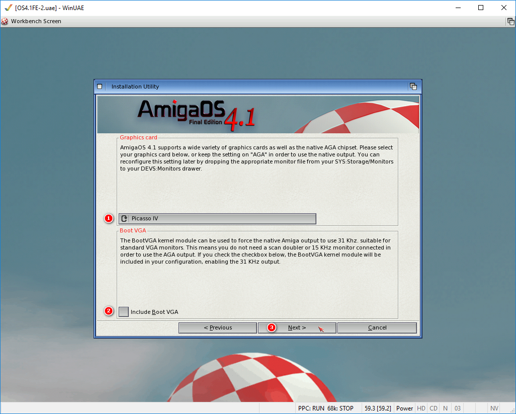 AmigaOS 4.1 - Volba grafické karty