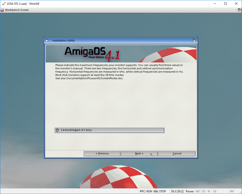 AmigaOS 4.1 - volba rozlišení obrazovky