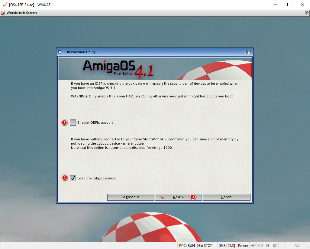 AmigaOS 4.1 - Nepovolení IDEFixu, ale naopak povolení cybppc.device