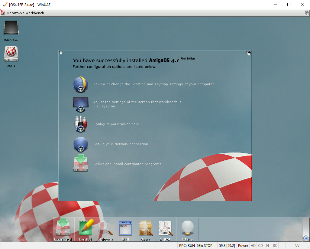 AmigaOS 4.1 - první spuštění