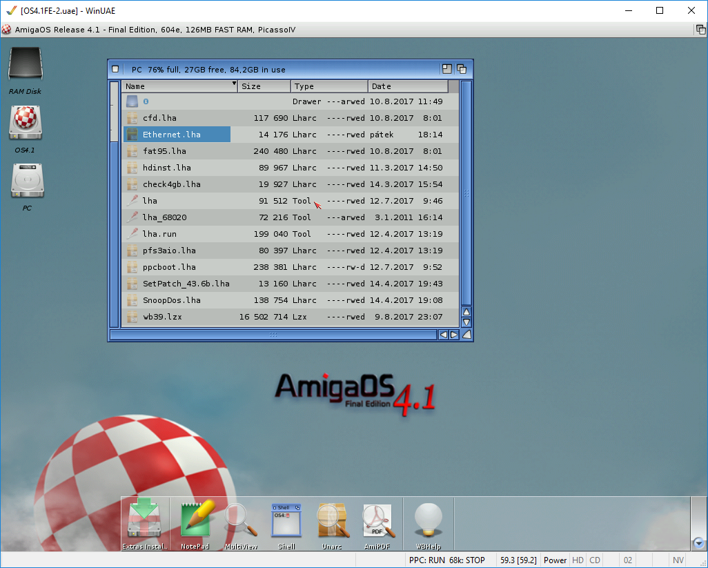 AmigaOS 4.1 - zpřístupnění disku v PC