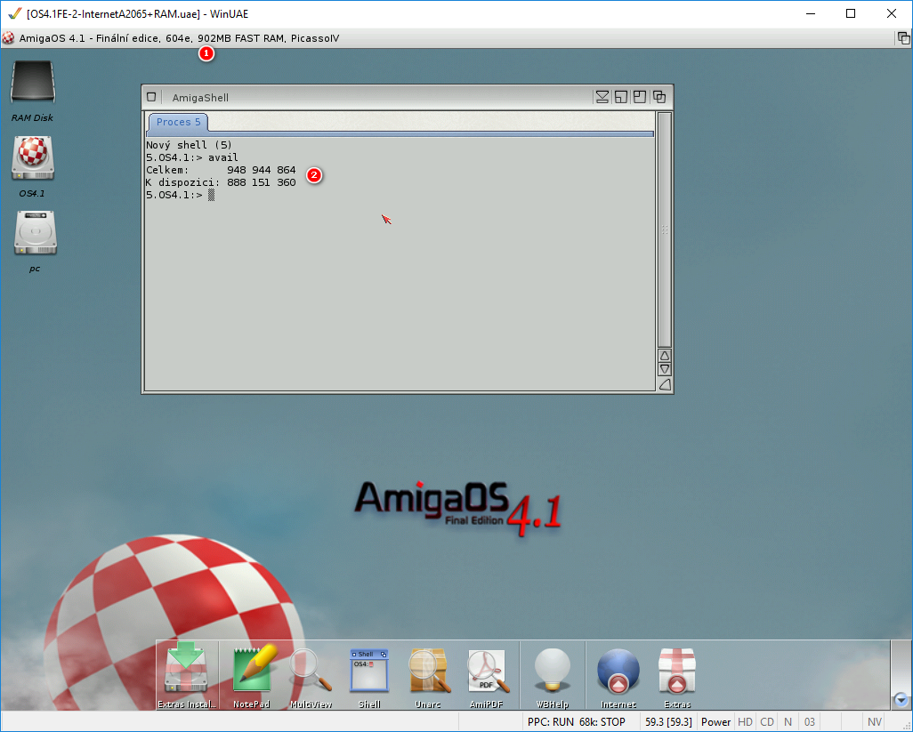 AmigaOS 4.1 - Navýšení RAM