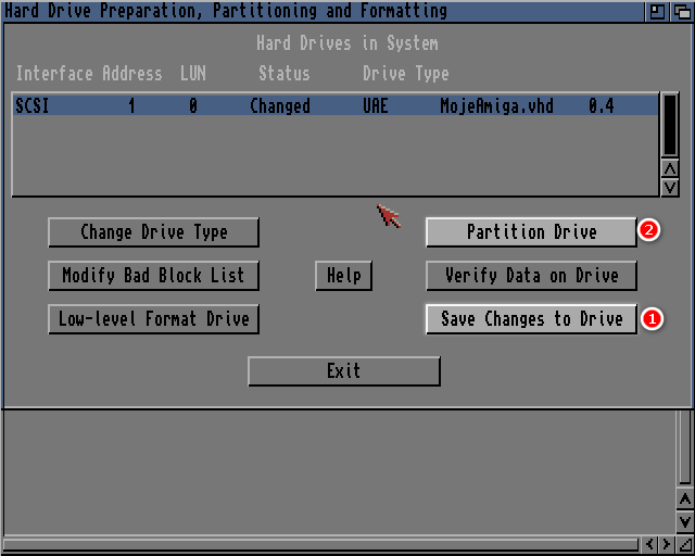 WinUAE - HDToolBox a Workbench 3.1