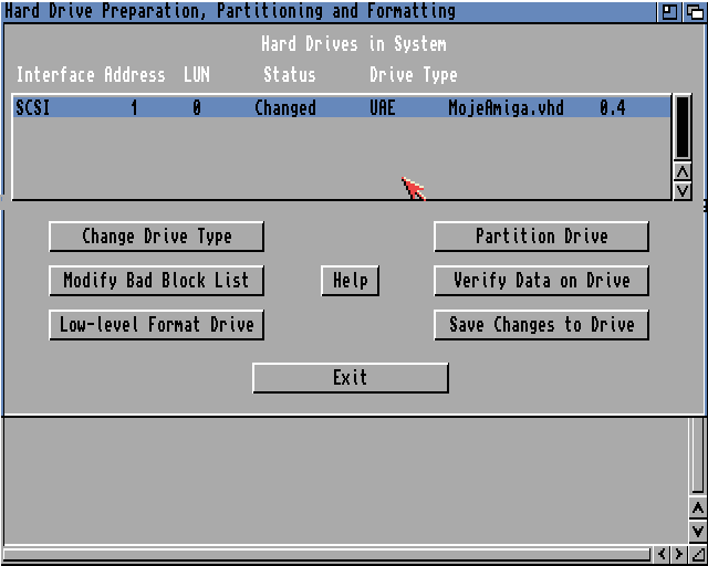 WinUAE - HDToolBox a Workbench 3.1