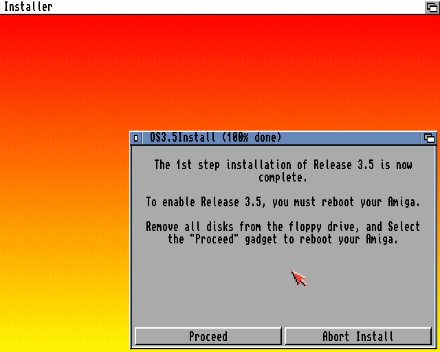 AmigaOS 3.5 - První fáze  instalace (PRE Installation)