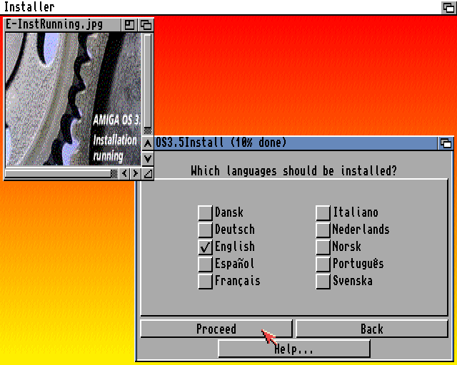 AmigaOS 3.5 - Hlavní fáze instalace (MAIN Installation)