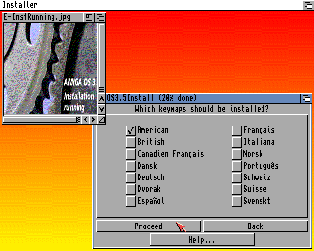 AmigaOS 3.5 - Hlavní fáze instalace (MAIN Installation)