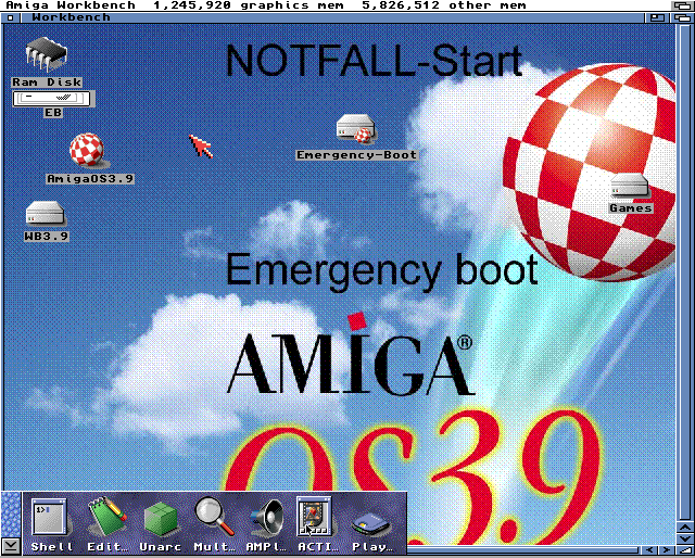 AmigaOS 3.9 - Emergency screen mode