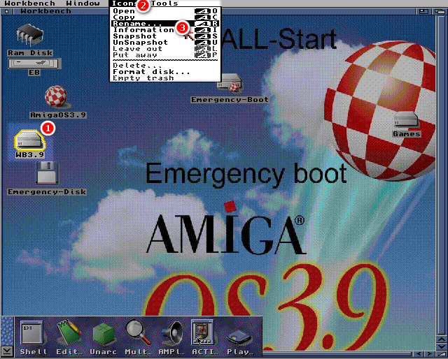 AmigaOS 3.9 - změna názvu systémového disku