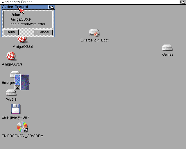 AmigaOS 3.9 - error