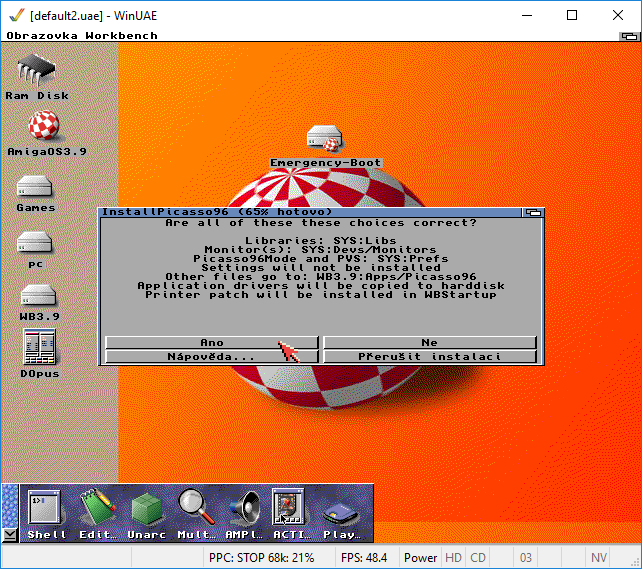 AmigaOS 3.9 - Instalace Picasso96