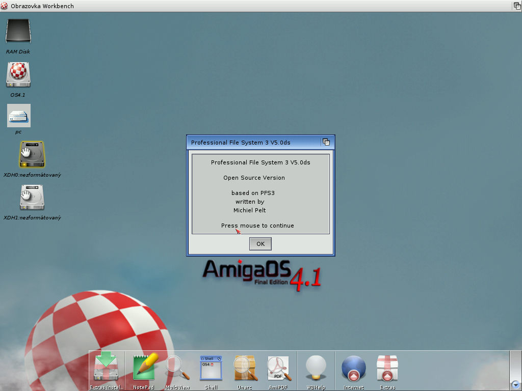 AmigaOS 4.1 - formátování disku