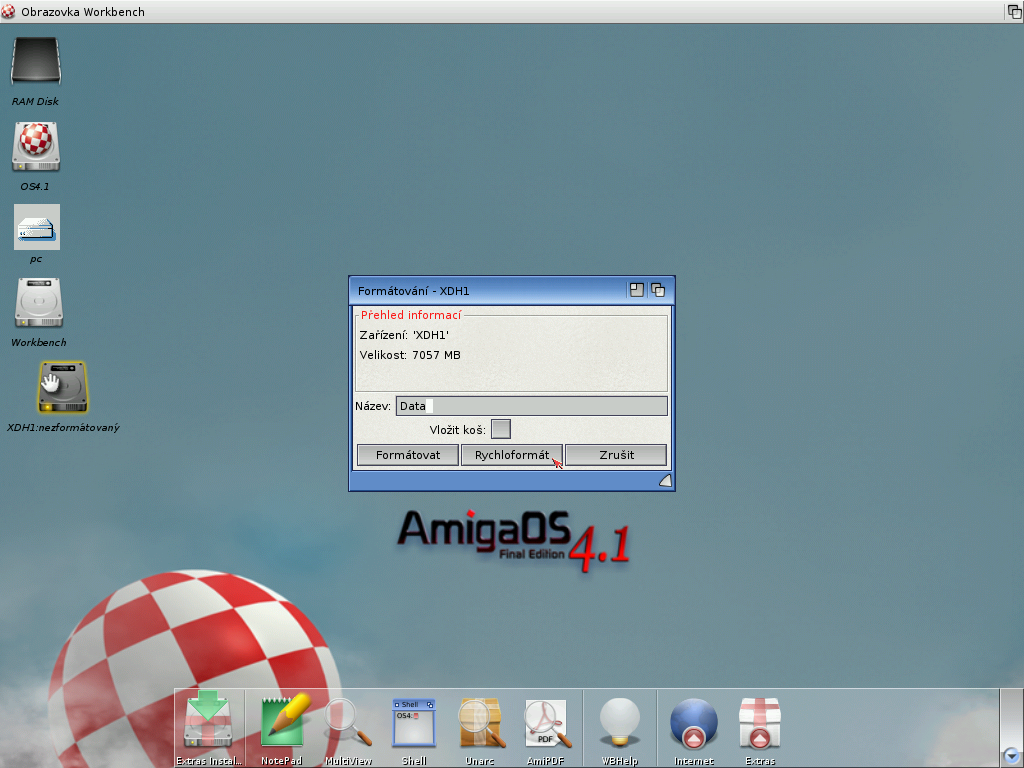 AmigaOS 4.1 - formátování disku