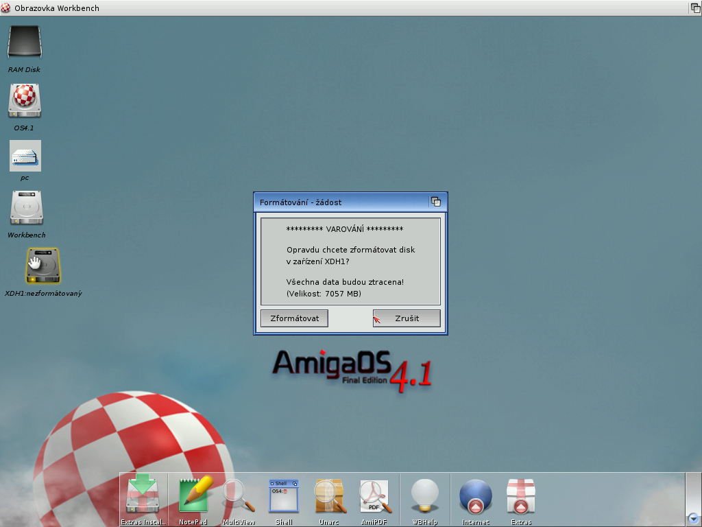 AmigaOS 4.1 - formátování disku