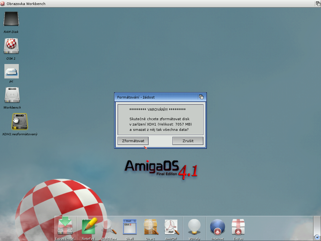 AmigaOS 4.1 - formátování disku