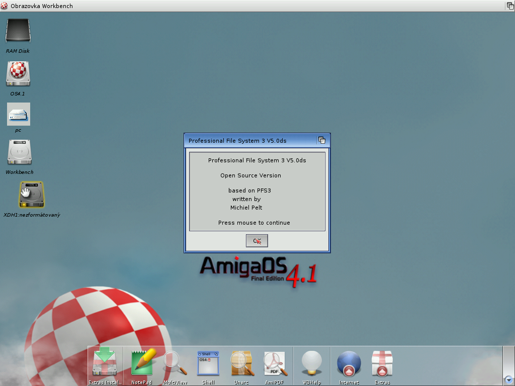 AmigaOS 4.1 - formátování disku