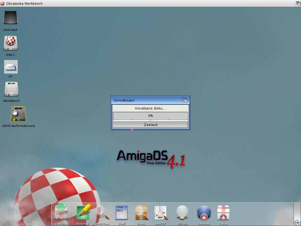 AmigaOS 4.1 - formátování disku