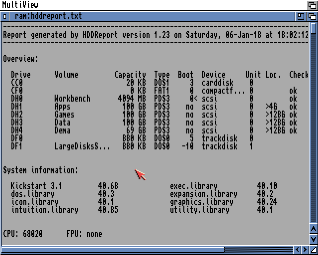 HDDReport Amiga