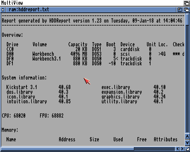 HDDReport Amiga