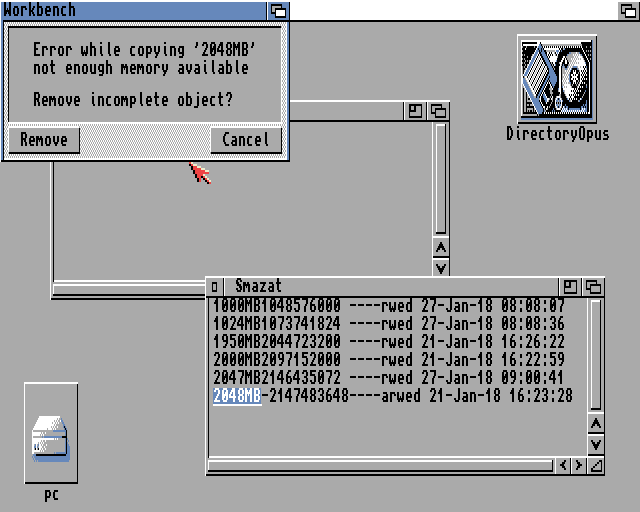 Amiga workbench file limits