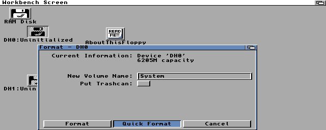 AmigaOS 3.2 - Formátování DH0