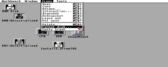 AmigaOS 3.2 - Formátování DH0