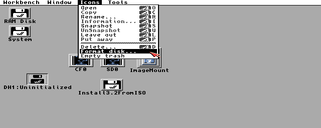 AmigaOS 3.2 - Formátování DH1