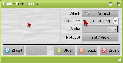 Ukazatel myši v AROSu - Pointer Preferences