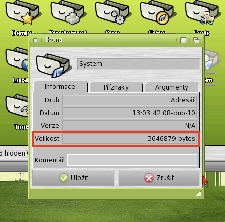 AROS - zjištění velikosti složky přímo na ikoně