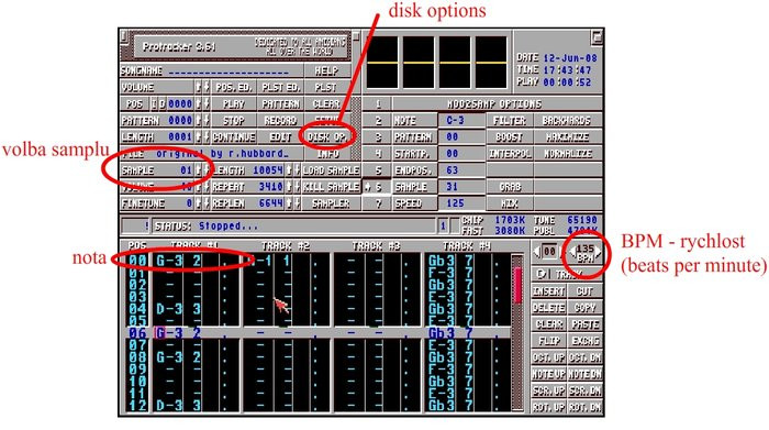 ProTracker - popis obrazovky